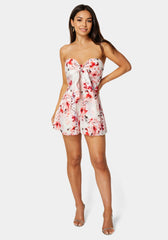 Printed Tie Front Romper