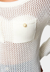Open Knit Pocket Detail Sweater