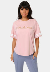 Curved Hem Active Top With Glitter Logo