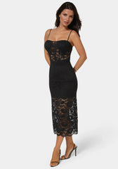Lace Corset Midi Dress