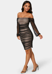 Blouson Sleeve Ruched Mini Dress