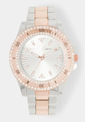 Link Bracelet Crystal Sport Bezel Watch