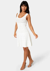 Sleeveless Fit and Flare Pointelle Mini Dress