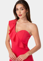 One Shoulder Ruffle Jumpsuit