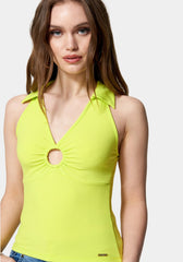 Cold Shoulder Ring Detail Knit Top