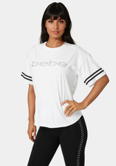 Curved Hem Active Top With Glitter Logo