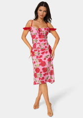 Floral Printed Mesh Maxi Skirt