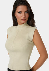 Metallic Mock Neck Pointelle Sweater