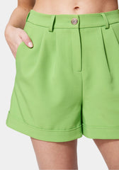High Waist Woven Twill Short