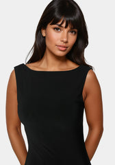 High Neck Open Back Midi Dress