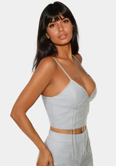 Glittery Rhinestone Chain Fitted Top