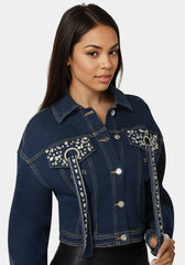 Button Front Stud Detail Denim Jacket