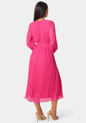 Pleated Gown With Long Sleeves