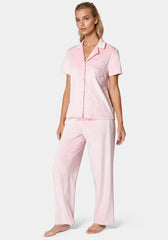 Short Sleeve Notch Collar Pant Set