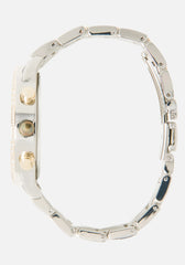Double Row Crystal Bezel 3 Band Watch