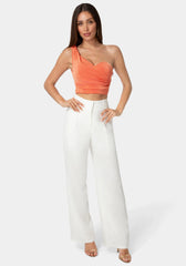 Pleated Linen Wide Leg Pant