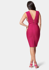 Plunge Neck Bandage Dress