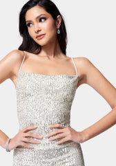 Cowl Sequin Mini Dress