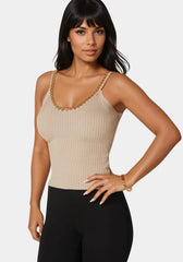 Braided Chain Textured Knit Top