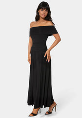 Off the Shoulder Drop Waist Maxi Dress