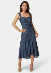 Ruched Denim Dress