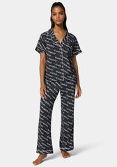 Marshmallow Printed Notch Collar Pant Set