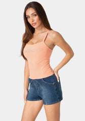 Bebe Logo Racer Back Rib Tank