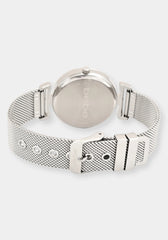 Silver Mesh Strap Round Diamond Dial Watch
