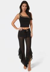High Waist Ruffle Hem Pant