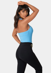 Bebe Logo Halter Neck Rib Tank