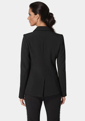 Rhinestone Detail Woven Twill Blazer