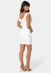 Fitted Ruffle Eyelet Denim Dress