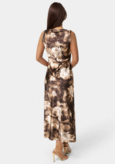 Satin Sleeveless A-Line Maxi Dress