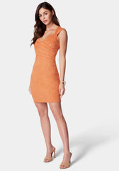Open Back Faux Suede Dress