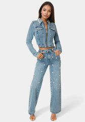 Embellished Corset Denim Jacket