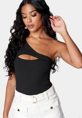 Cutout Asymmetric One Shoulder Bodysuit