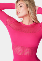 Pointelle Panel Midi Dress