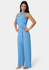 Scuba Crepe Ruffled Halter Jumpsuit