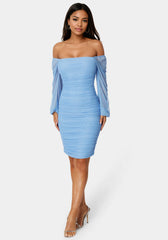 Blouson Sleeve Ruched Mini Dress