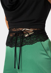 Cowl Neck Lace Layered Halter Top