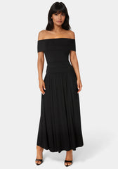 Off the Shoulder Drop Waist Maxi Dress
