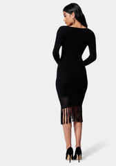 Tassel Fringe Sweater Dress