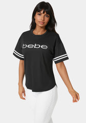 Curved Hem Active Top With Glitter Logo