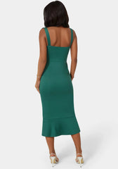 Scuba Bustier Ruffle Wrap Dress