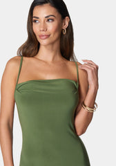 Cowl Neck Spaghetti Strap Slit Maxi