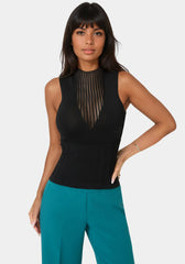 High Neck Shadow Knit Sweater