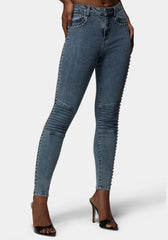 Natural Waist Studded Skinny Jean