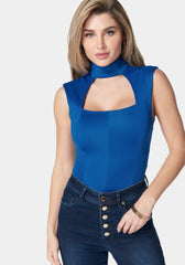 Mock Neck Cut Out Bustier Top
