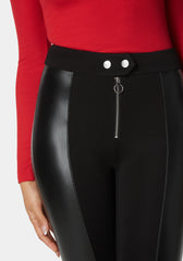 High Waist Vegan Leather Exposed Zip Pdr Legging