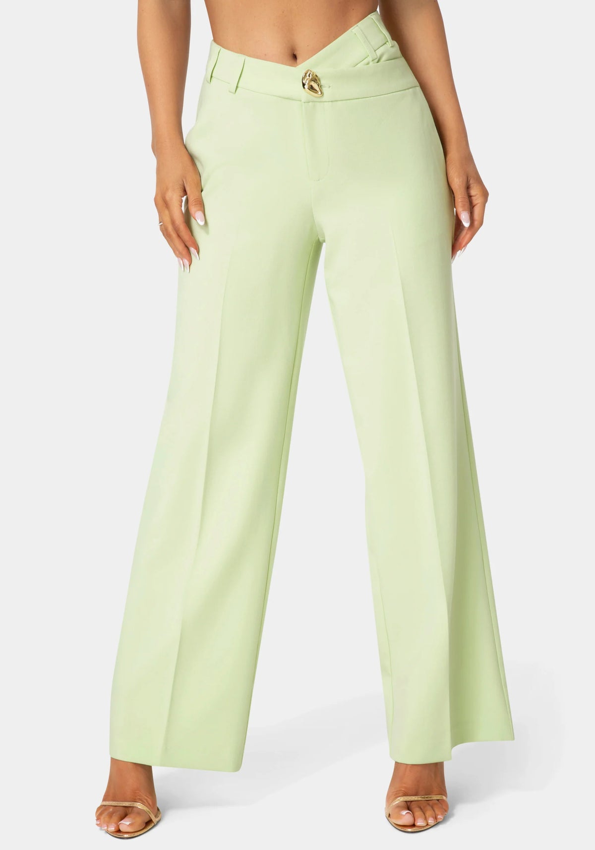 High Waist Overlap Wide Leg Pant